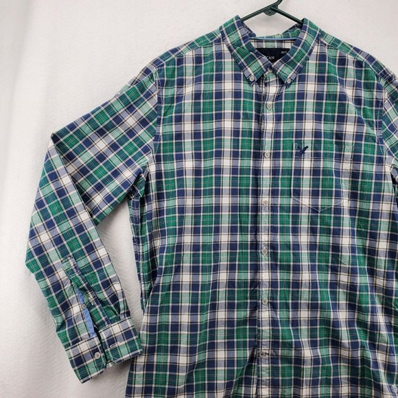 American Eagle Outfitters Shirt Mens Blue Plaid 100% Cotton Size Extra Large - Picture 4 of 12